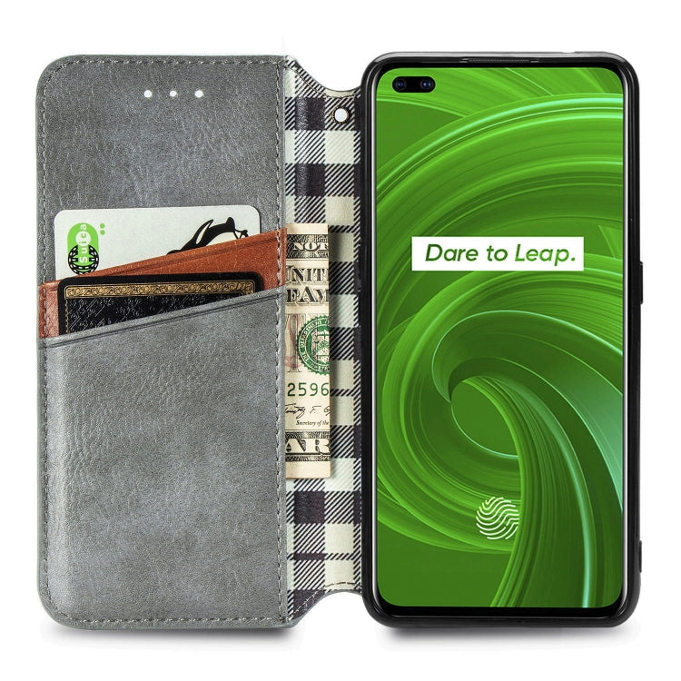 For OPPO Realme X50 Pro 5G Cubic Grid Pressed Horizontal Flip Magnetic PU Leather Case with Holder & Card Slots & Wallet