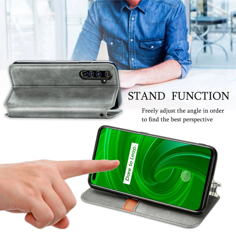 For OPPO Realme X50 Pro 5G Cubic Grid Pressed Horizontal Flip Magnetic PU Leather Case with Holder & Card Slots & Wallet