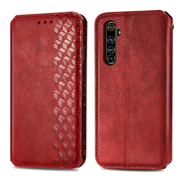 For OPPO Realme X50 Pro 5G Cubic Grid Pressed Horizontal Flip Magnetic PU Leather Case with Holder & Card Slots & Wallet