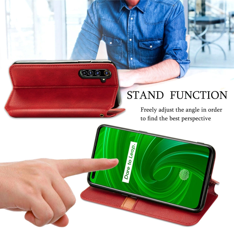 For OPPO Realme X50 Pro 5G Cubic Grid Pressed Horizontal Flip Magnetic PU Leather Case with Holder & Card Slots & Wallet