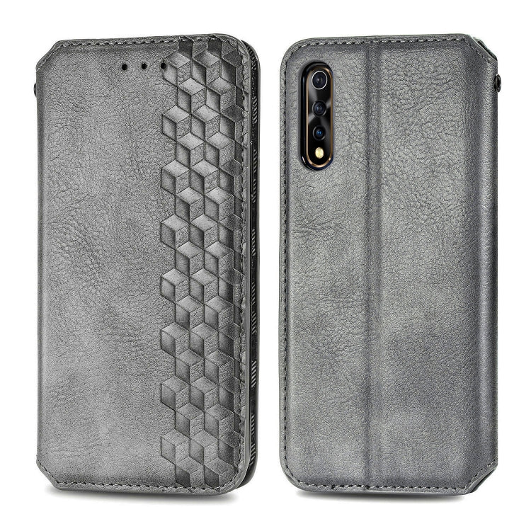 For Vivo Y7S Cubic Grid Pressed Horizontal Flip Magnetic PU Leather Case with Holder & Card Slots & Wallet