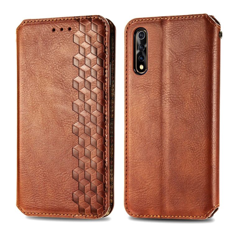 For Vivo Y7S Cubic Grid Pressed Horizontal Flip Magnetic PU Leather Case with Holder & Card Slots & Wallet