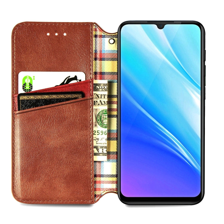 For Vivo Y7S Cubic Grid Pressed Horizontal Flip Magnetic PU Leather Case with Holder & Card Slots & Wallet
