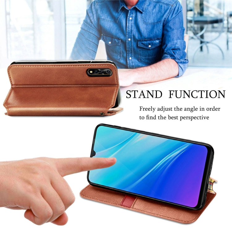 For Vivo Y7S Cubic Grid Pressed Horizontal Flip Magnetic PU Leather Case with Holder & Card Slots & Wallet