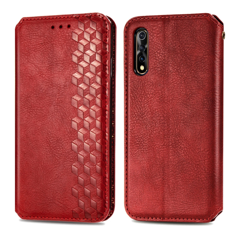 For Vivo Y7S Cubic Grid Pressed Horizontal Flip Magnetic PU Leather Case with Holder & Card Slots & Wallet