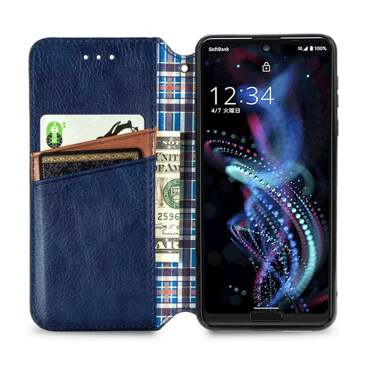 For Sharp R5G Cubic Grid Pressed Horizontal Flip Magnetic PU Leather Case with Holder & Card Slots & Wallet