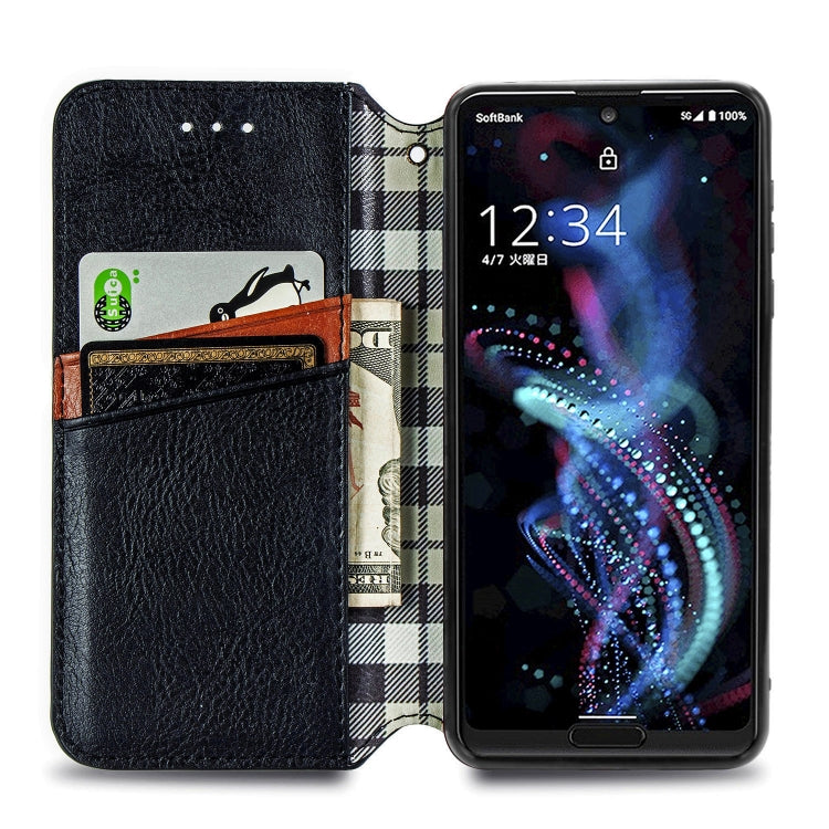 For Sharp R5G Cubic Grid Pressed Horizontal Flip Magnetic PU Leather Case with Holder & Card Slots & Wallet