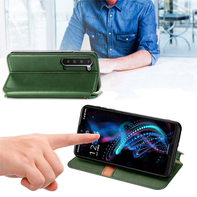 For Sharp R5G Cubic Grid Pressed Horizontal Flip Magnetic PU Leather Case with Holder & Card Slots & Wallet