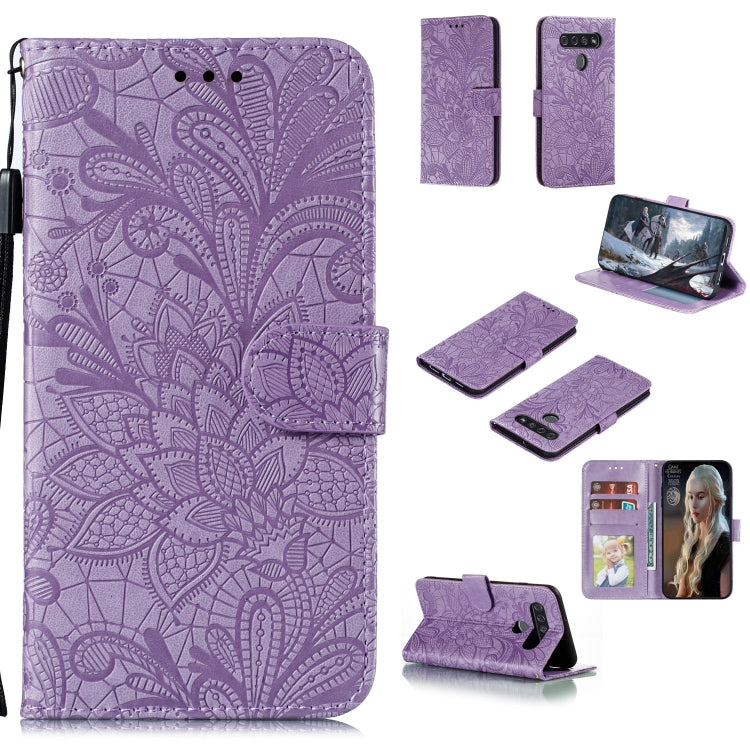For LG K51S Lace Flower Horizontal Flip Leather Case with Holder & Card Slots & Wallet & Photo Frame