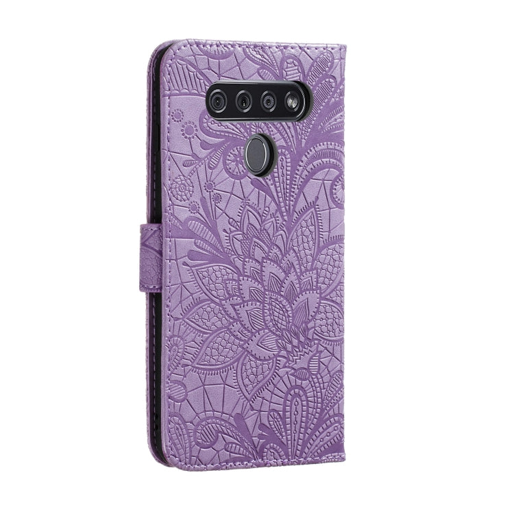 For LG K51S Lace Flower Horizontal Flip Leather Case with Holder & Card Slots & Wallet & Photo Frame