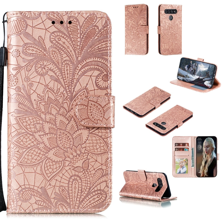 For LG K51S Lace Flower Horizontal Flip Leather Case with Holder & Card Slots & Wallet & Photo Frame