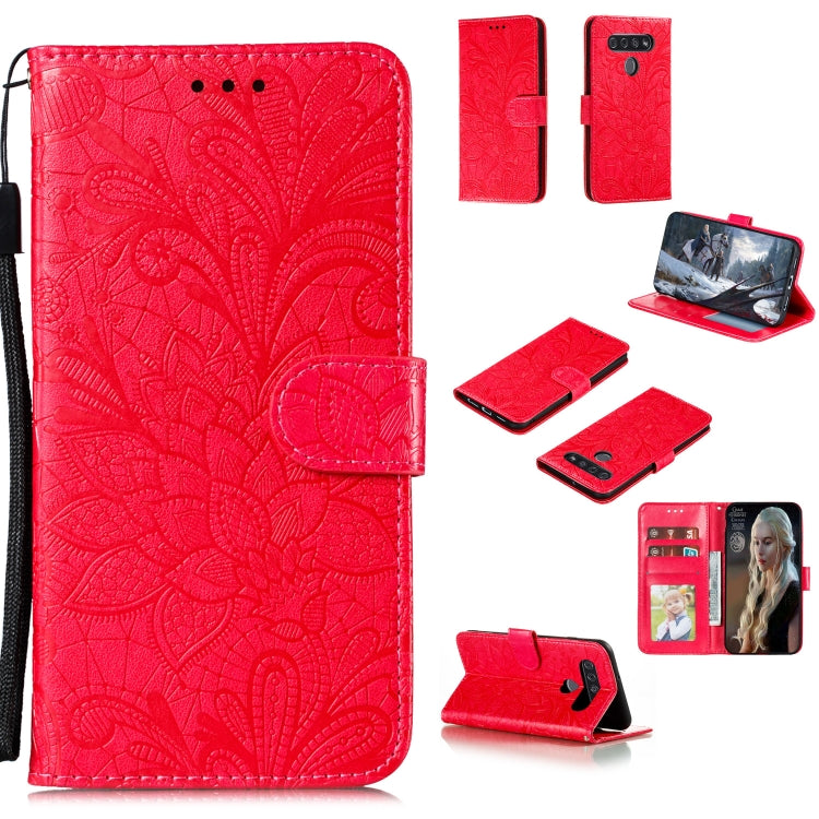For LG K41S Lace Flower Horizontal Flip Leather Case with Holder & Card Slots & Wallet & Photo Frame