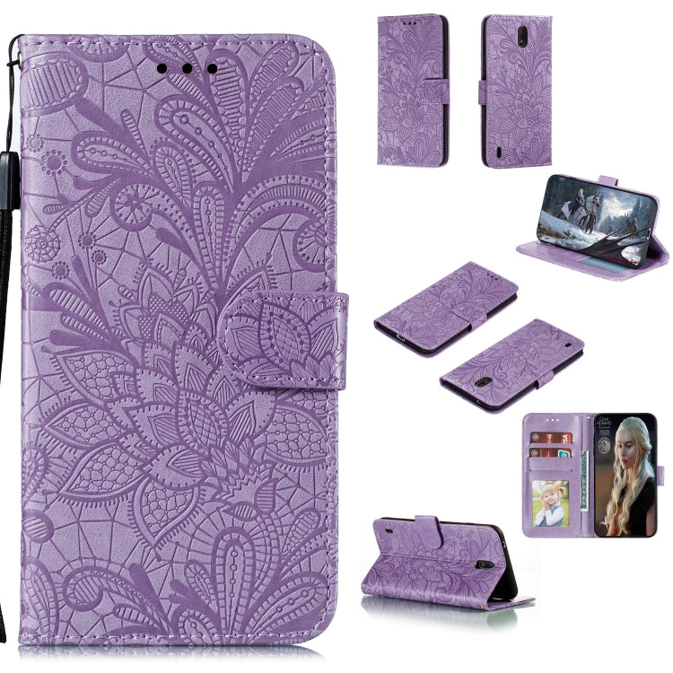 For Nokia C1 Lace Flower Horizontal Flip Leather Case with Holder & Card Slots & Wallet & Photo Frame