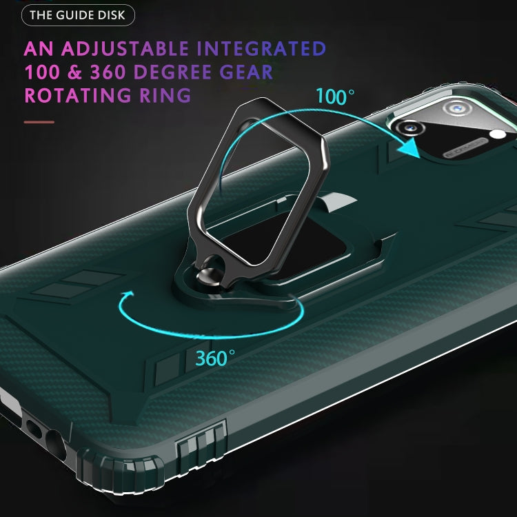 For OPPO Realme C11 Carbon Fiber Protective Case with 360 Degree Rotating Ring Holder