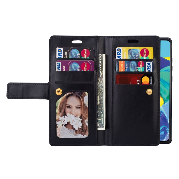 For Huawei P30 Multifunctional Zipper Horizontal Flip Leather Case with Holder & Wallet & 9 Card Slots & Lanyard