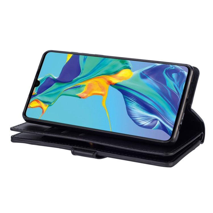 For Huawei P30 Multifunctional Zipper Horizontal Flip Leather Case with Holder & Wallet & 9 Card Slots & Lanyard