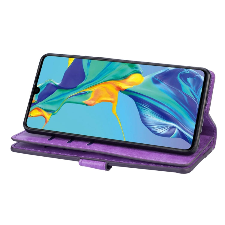 For Huawei P30 Multifunctional Zipper Horizontal Flip Leather Case with Holder & Wallet & 9 Card Slots & Lanyard