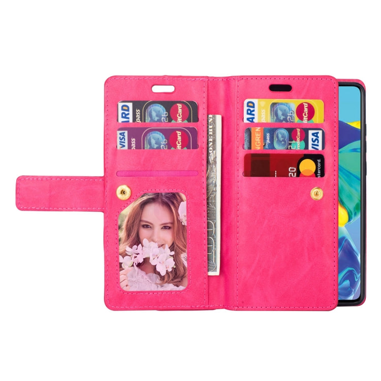 For Huawei P30 Multifunctional Zipper Horizontal Flip Leather Case with Holder & Wallet & 9 Card Slots & Lanyard
