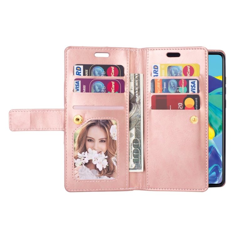 For Huawei P30 Multifunctional Zipper Horizontal Flip Leather Case with Holder & Wallet & 9 Card Slots & Lanyard