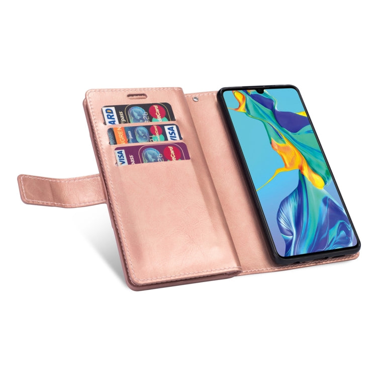 For Huawei P30 Multifunctional Zipper Horizontal Flip Leather Case with Holder & Wallet & 9 Card Slots & Lanyard
