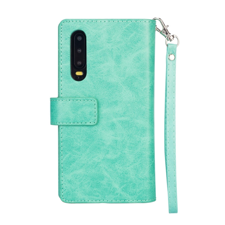 For Huawei P30 Multifunctional Zipper Horizontal Flip Leather Case with Holder & Wallet & 9 Card Slots & Lanyard