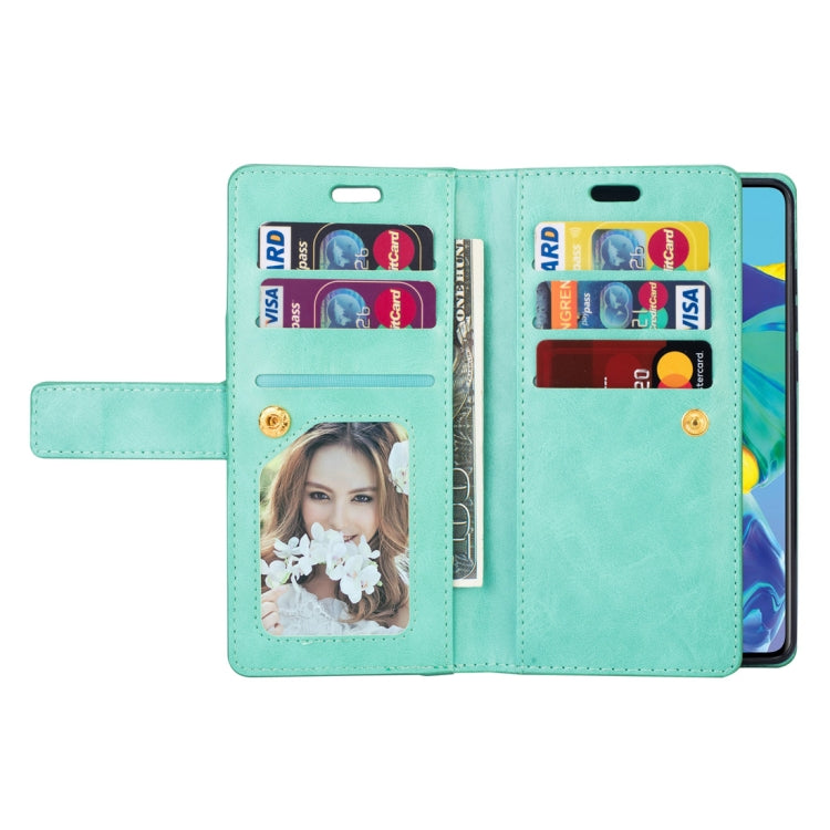 For Huawei P30 Multifunctional Zipper Horizontal Flip Leather Case with Holder & Wallet & 9 Card Slots & Lanyard