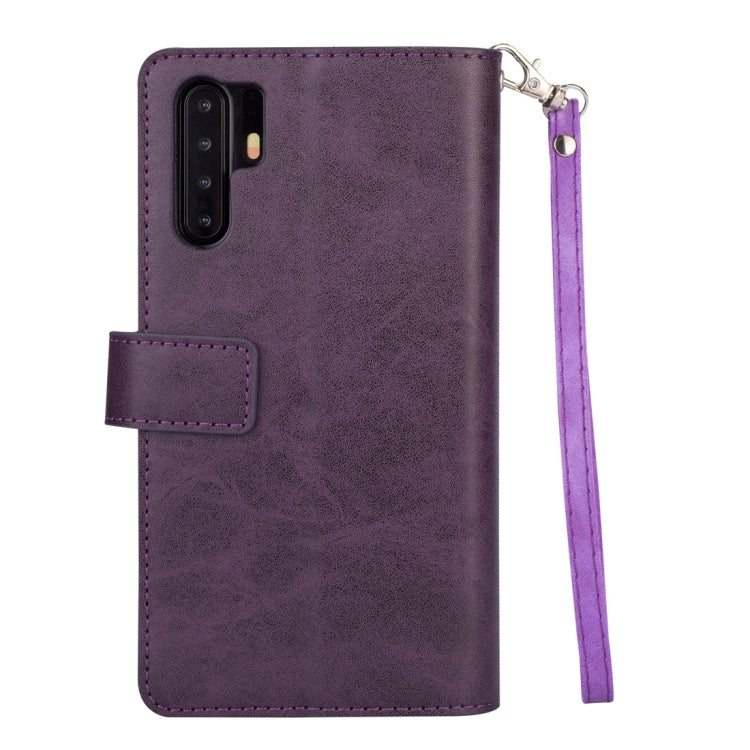 For Huawei P30 Pro Multifunctional Zipper Horizontal Flip Leather Case with Holder & Wallet & 9 Card Slots & Lanyard