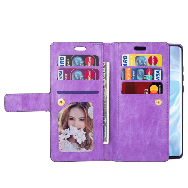 For Huawei P30 Pro Multifunctional Zipper Horizontal Flip Leather Case with Holder & Wallet & 9 Card Slots & Lanyard