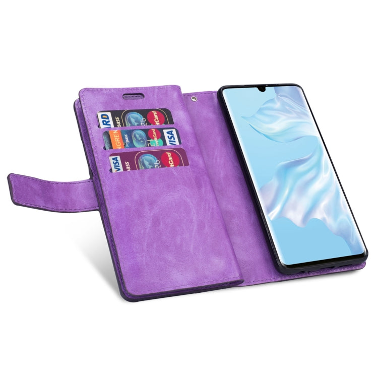 For Huawei P30 Pro Multifunctional Zipper Horizontal Flip Leather Case with Holder & Wallet & 9 Card Slots & Lanyard