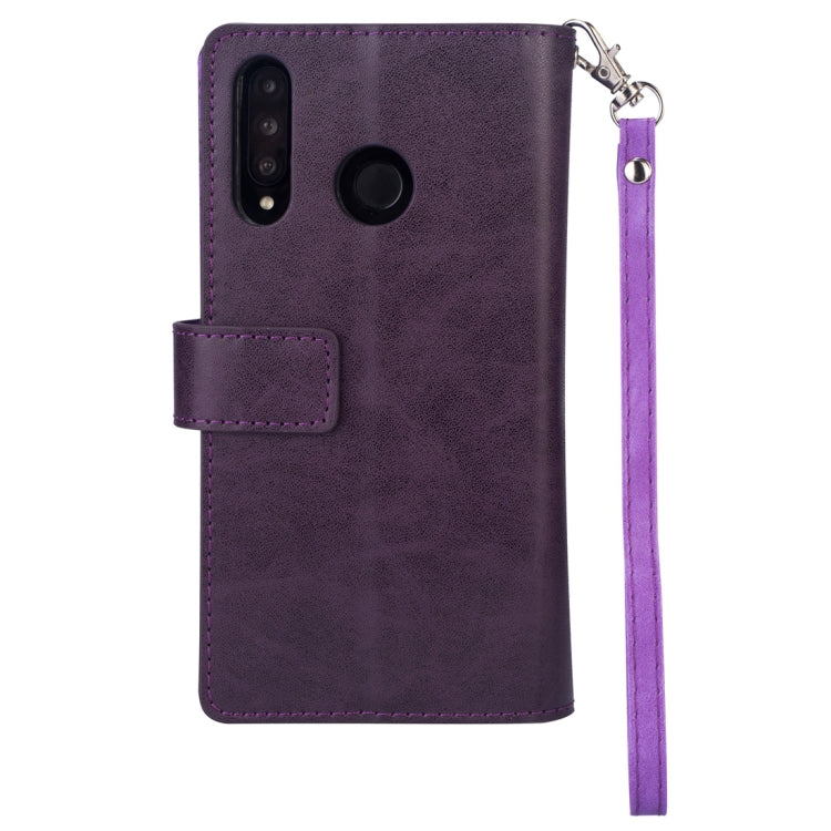 For Huawei P30 lite Multifunctional Zipper Horizontal Flip Leather Case with Holder & Wallet & 9 Card Slots & Lanyard