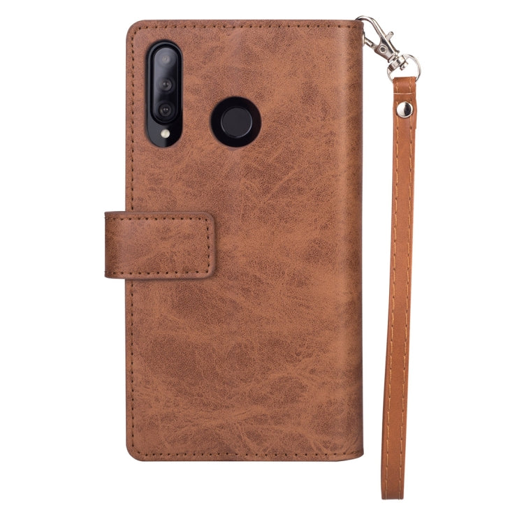 For Huawei P30 lite Multifunctional Zipper Horizontal Flip Leather Case with Holder & Wallet & 9 Card Slots & Lanyard