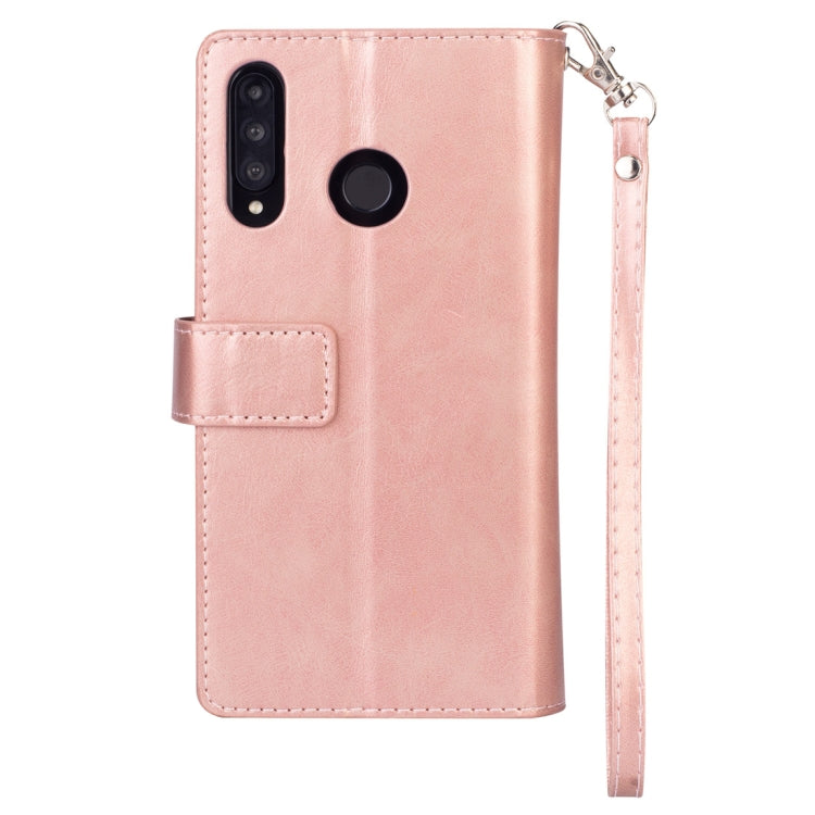 For Huawei P30 lite Multifunctional Zipper Horizontal Flip Leather Case with Holder & Wallet & 9 Card Slots & Lanyard