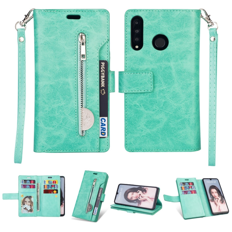 For Huawei P30 lite Multifunctional Zipper Horizontal Flip Leather Case with Holder & Wallet & 9 Card Slots & Lanyard