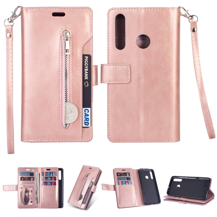 For Huawei P smart 2019 / P Smart+ / Enjoy 9s Multifunctional Zipper Horizontal Flip Leather Case with Holder & Wallet & 9 Card Slots & Lanyard