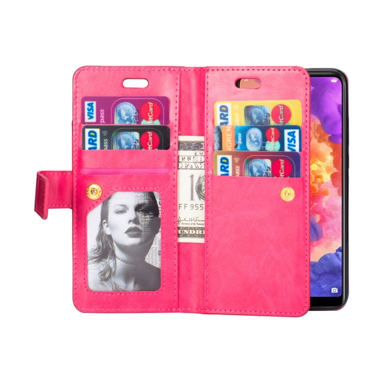 For Huawei P20 Multifunctional Zipper Horizontal Flip Leather Case with Holder & Wallet & 9 Card Slots & Lanyard