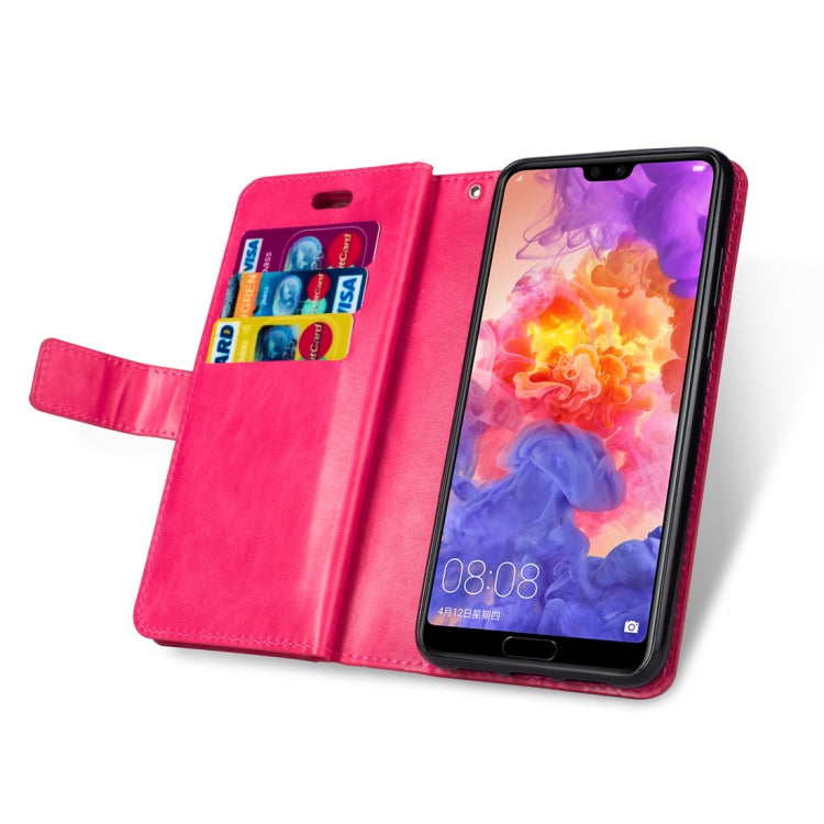 For Huawei P20 Multifunctional Zipper Horizontal Flip Leather Case with Holder & Wallet & 9 Card Slots & Lanyard