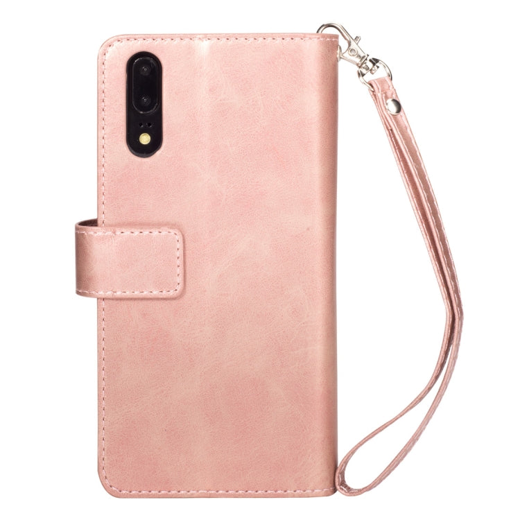 For Huawei P20 Multifunctional Zipper Horizontal Flip Leather Case with Holder & Wallet & 9 Card Slots & Lanyard