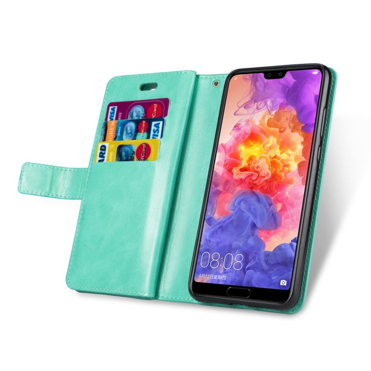 For Huawei P20 Multifunctional Zipper Horizontal Flip Leather Case with Holder & Wallet & 9 Card Slots & Lanyard
