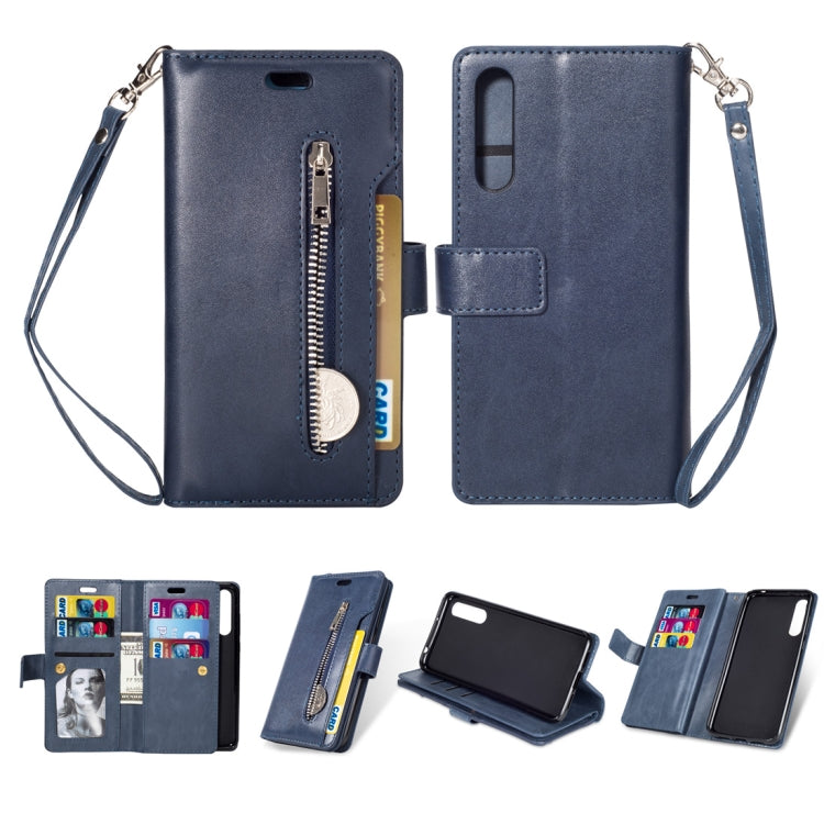 For Huawei P20 Pro Multifunctional Zipper Horizontal Flip Leather Case with Holder & Wallet & 9 Card Slots & Lanyard