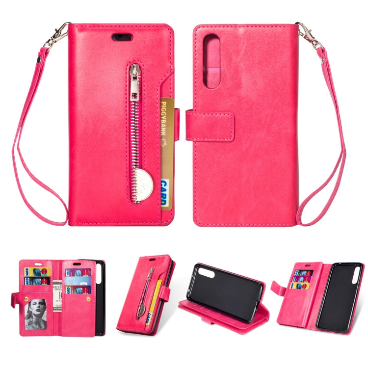 For Huawei P20 Pro Multifunctional Zipper Horizontal Flip Leather Case with Holder & Wallet & 9 Card Slots & Lanyard