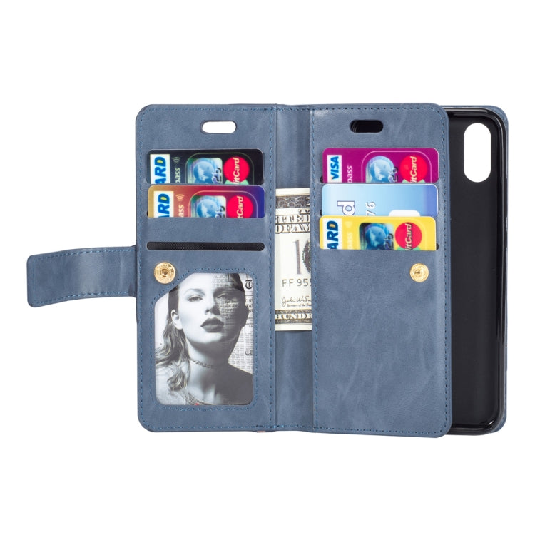 For Huawei P20 lite / Nova 3e Multifunctional Zipper Horizontal Flip Leather Case with Holder & Wallet & 9 Card Slots & Lanyard