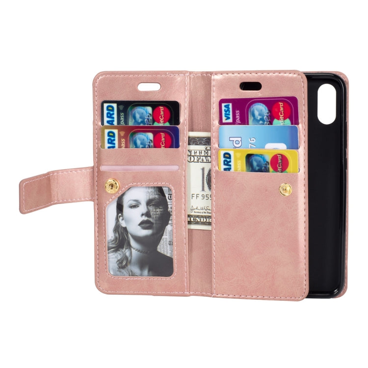 For Huawei P20 lite / Nova 3e Multifunctional Zipper Horizontal Flip Leather Case with Holder & Wallet & 9 Card Slots & Lanyard