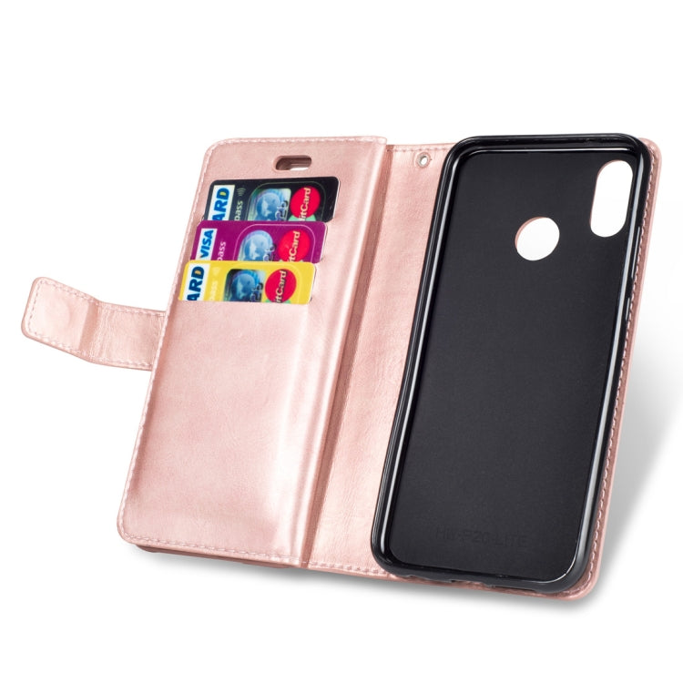 For Huawei P20 lite / Nova 3e Multifunctional Zipper Horizontal Flip Leather Case with Holder & Wallet & 9 Card Slots & Lanyard