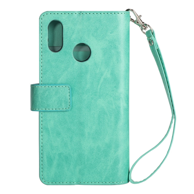 For Huawei P20 lite / Nova 3e Multifunctional Zipper Horizontal Flip Leather Case with Holder & Wallet & 9 Card Slots & Lanyard