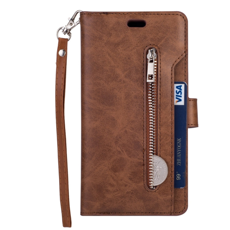 For Huawei Mate 20 Multifunctional Zipper Horizontal Flip Leather Case with Holder & Wallet & 9 Card Slots & Lanyard