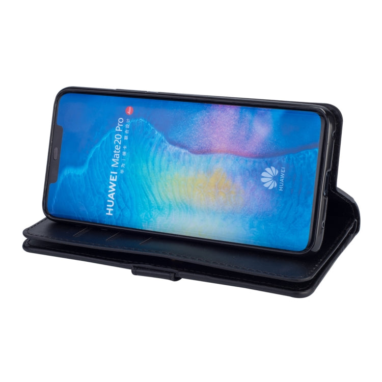For Huawei Mate 20 Pro Multifunctional Zipper Horizontal Flip Leather Case with Holder & Wallet & 9 Card Slots & Lanyard