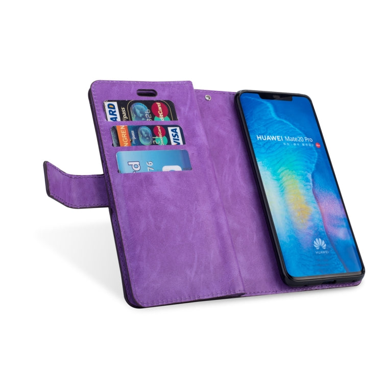 For Huawei Mate 20 Pro Multifunctional Zipper Horizontal Flip Leather Case with Holder & Wallet & 9 Card Slots & Lanyard