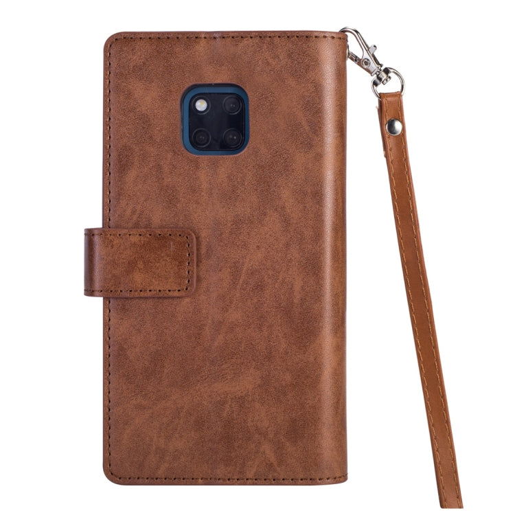 For Huawei Mate 20 Pro Multifunctional Zipper Horizontal Flip Leather Case with Holder & Wallet & 9 Card Slots & Lanyard