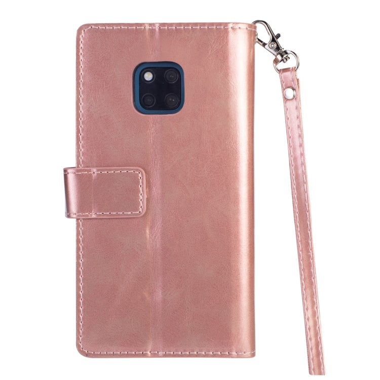 For Huawei Mate 20 Pro Multifunctional Zipper Horizontal Flip Leather Case with Holder & Wallet & 9 Card Slots & Lanyard
