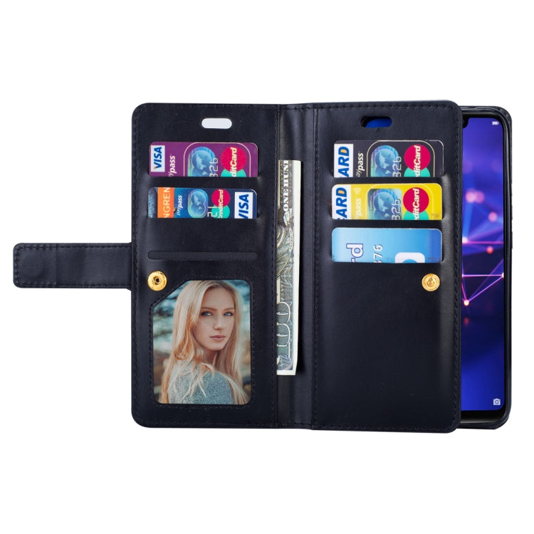 For Huawei Mate 20 lite Multifunctional Zipper Horizontal Flip Leather Case with Holder & Wallet & 9 Card Slots & Lanyard